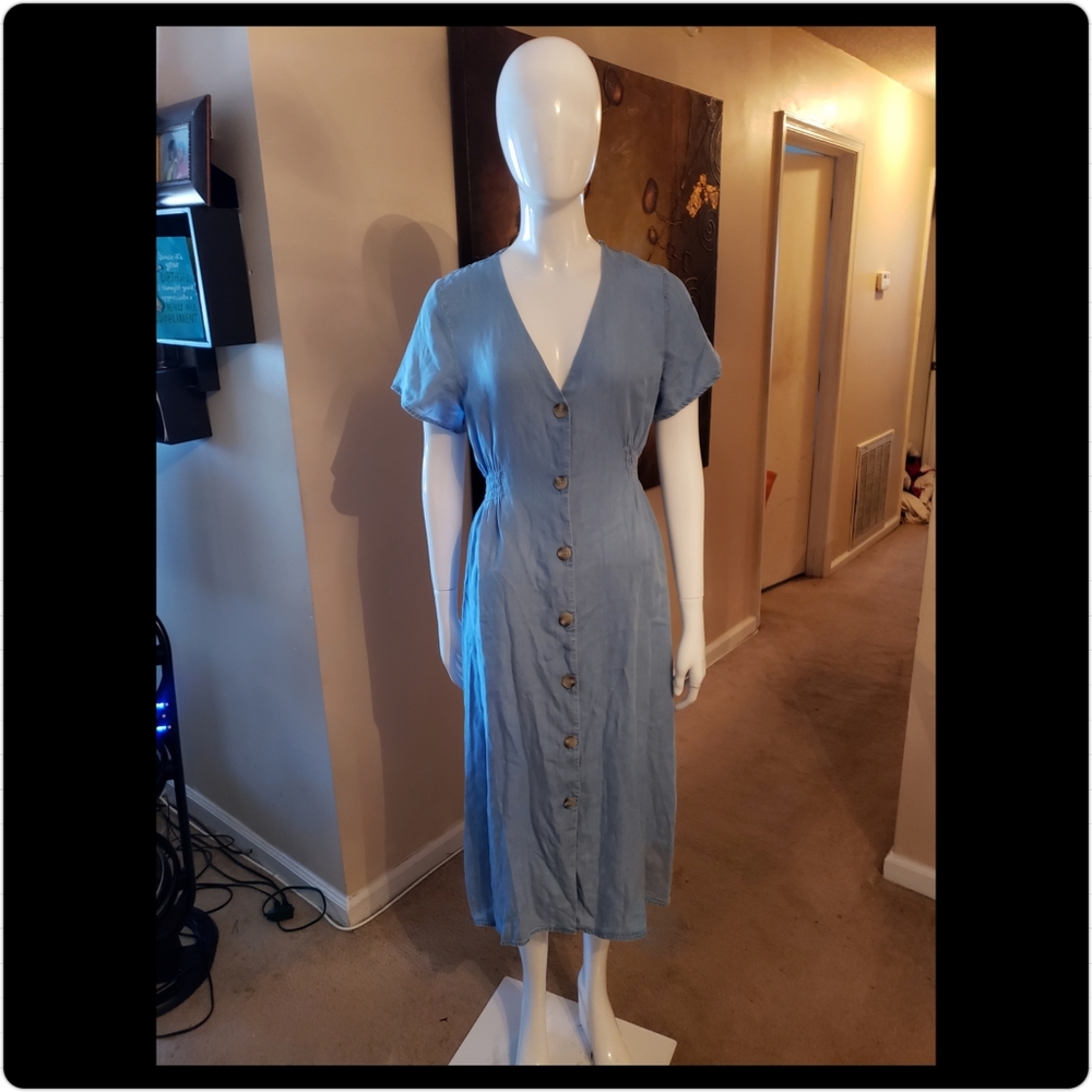 Long Denim Button Down Dress